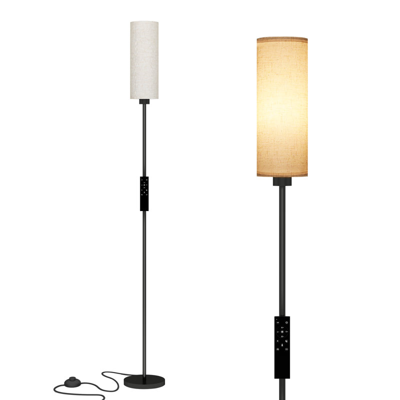 155 CM LED Floor Lamp With Bulb, Reading Lamp With Remote Control, Standing Light For Bedroom, balck