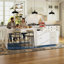 Îlot de cuisine polyvalent avec plateau de table extensible et finition de style marbre