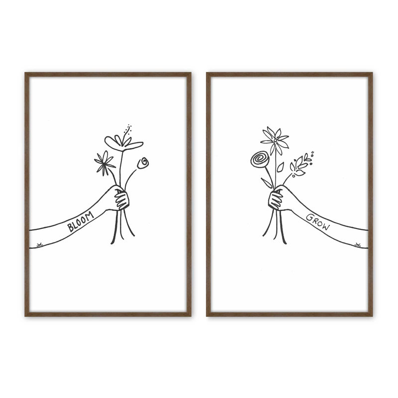 Ensemble de 2 impressions «Grow with love», 48 po x 32 po, Impression encadrée, Noyer