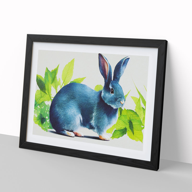 Watercolour Rabbit Vol.3 - Single Picture Frame Print, Black, 46cm H x 64cm W