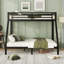 Lit superposé simple au-dessus de très grand lit en métal pour adolescents et adultes, peu encombrant / sans sommier, noir