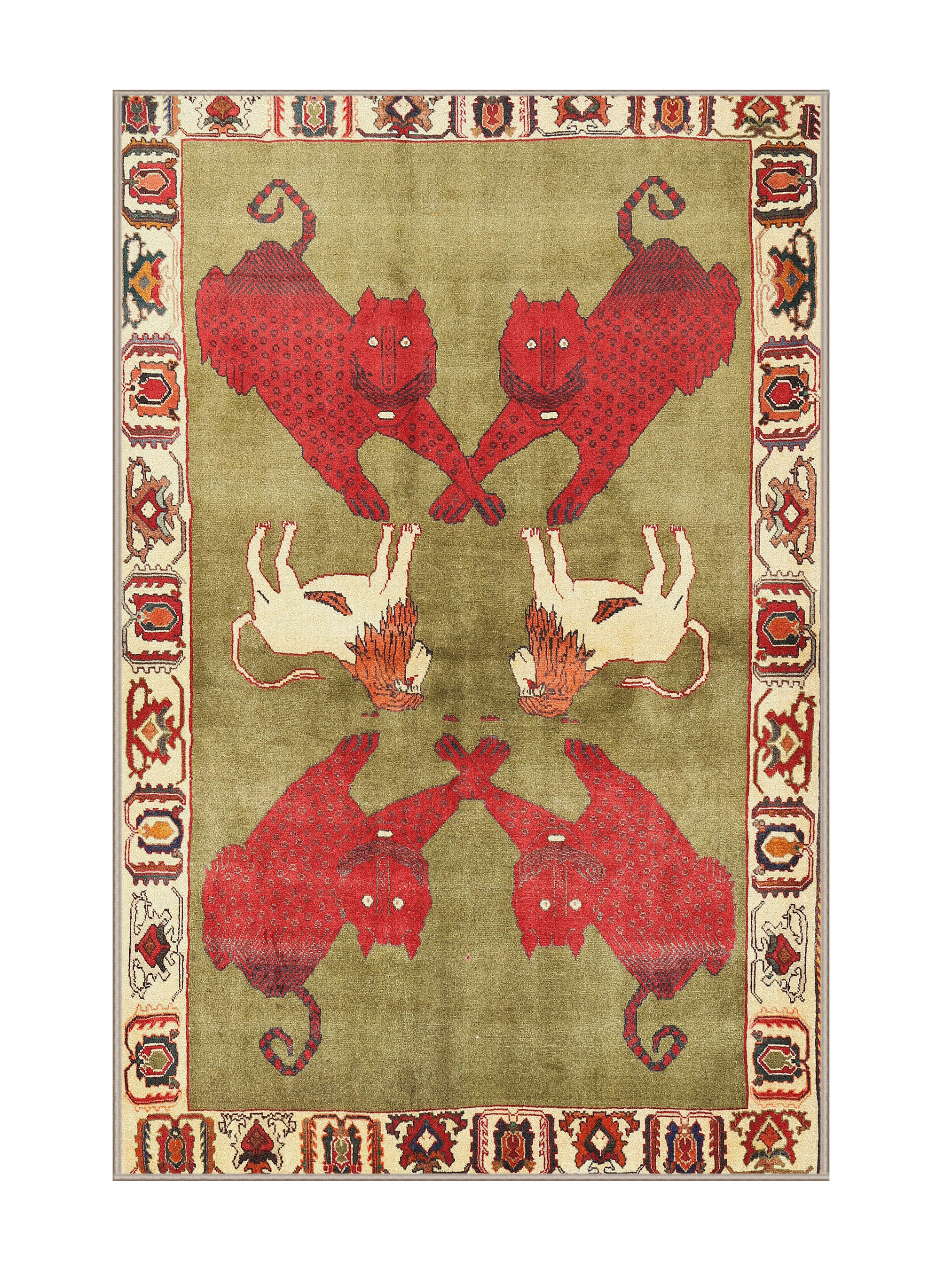 Green Roses Rug Bungalow Rose Southwestern Green Area Rug | Wayfair
