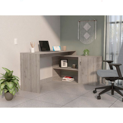 1-Drawer 2-Shelf L-Shaped Office Desk