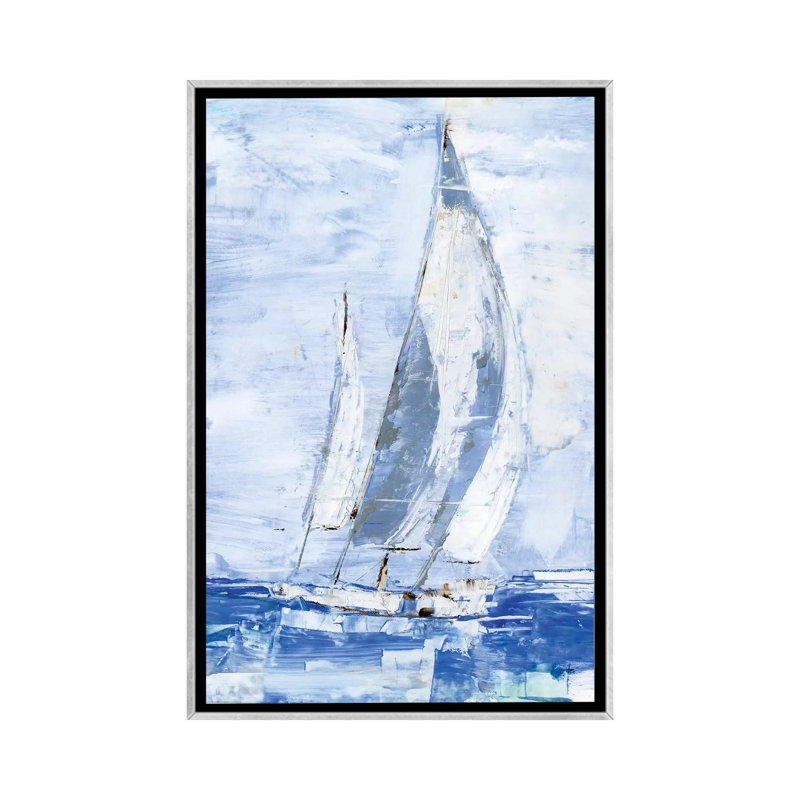 «Blue Sails II» par Ethan Harper - reproduction d'art, Pas de tapis, H 48 po x l 32 po x P 1,5 po, Toile avec cadre argenté