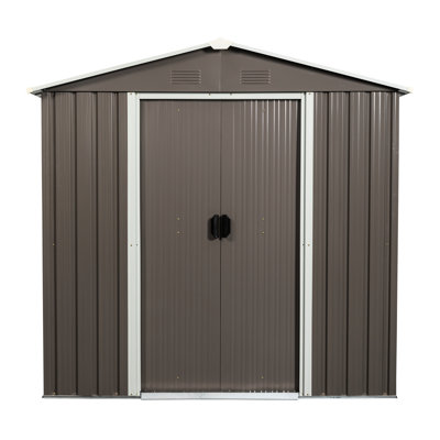 6Ft X 5Ft Outdoor Metal Storage Shed Gray - Galvanized Iron For Weather- And Structures Durability Functionality
