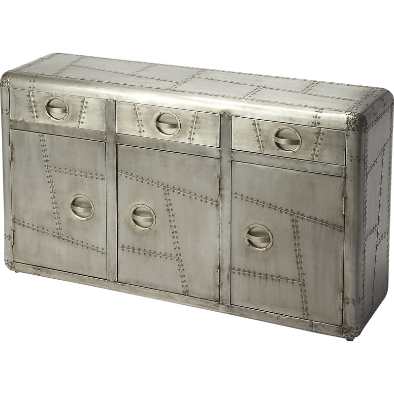 Antoni 55" Wide 3 Drawer Aviation Inspired Sideboard