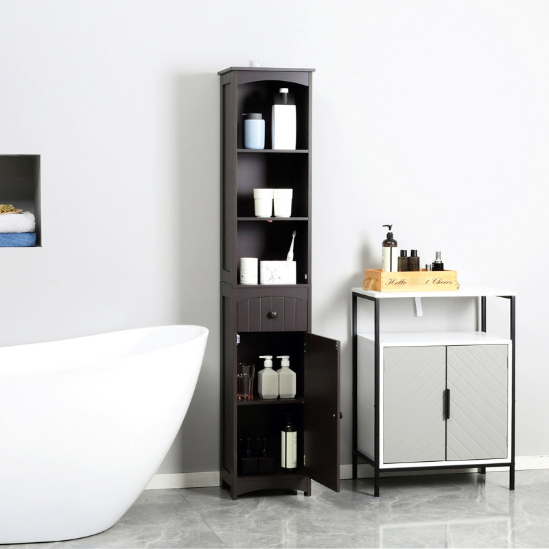 Bathroom Drawer Unit - Brown With 3 Shelves For Added Storage Linen Cabinet And Essentials