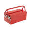 Boîte à outils en porte-à-faux en acier rouge de 14 pouces avec organisateur à 3 plateaux et poignées doubles - Rangement portatif robuste