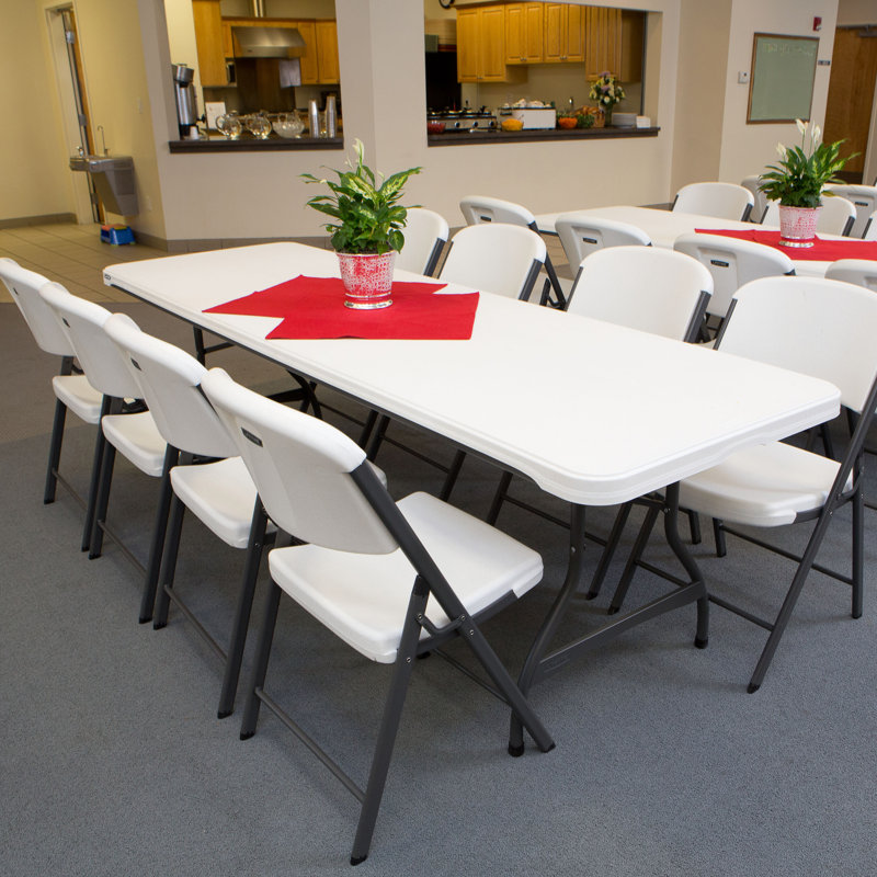 Granite White 96'' Foldable Indoor/Outdoor Banquet Table