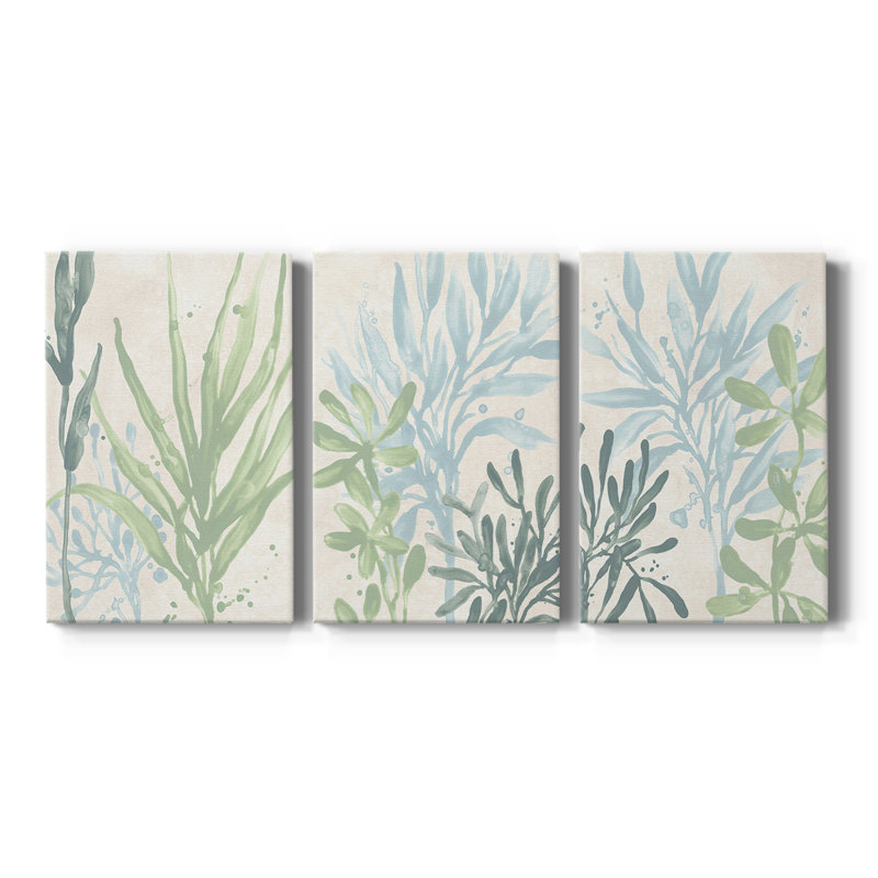 Swaying Seagrass I - Toile tendue avec châssis sur mesure - 3 pièces, H 12 po x l 24 po
