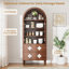 Arched Display Cabinet with Glass Doors, 4-Tier Storage Cupboard-1986444837