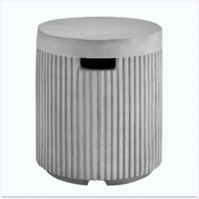 Outdoor Round Propane Tank Cover Table With Vertical Fluted Design,MGO Cylinder Propane Tank Hideaway For 20 Lb Gas Tank,16.93'' Round Patio Side Table With Handle Slots, Propane Not Included