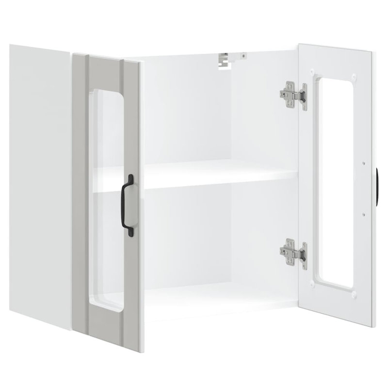 Armoire murale de cuisine vidaXL avec porte en verre Lucca, Blanc ultrabrillant, H 23,62 po x l 23,62 po x P 12,20 po