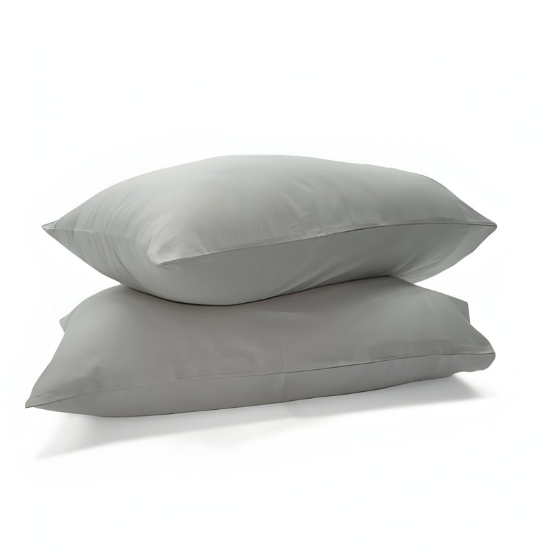 400TC Sateen Cotton Solid Pillowcases (Set Of 2), Light Grey