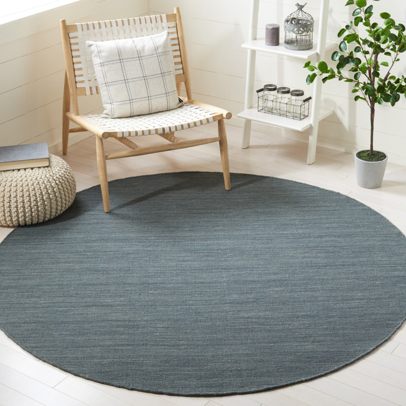 Kilim Hand Loomed Wool/Cotton Rug in Silver/Gray, Round 6'