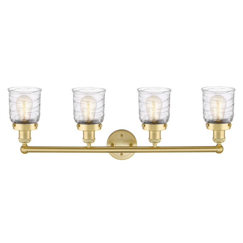 Éclairage pour meuble-lavabo à 4 lumières à intensité variable Asheton, Tourbillon déco transparent, Or satiné