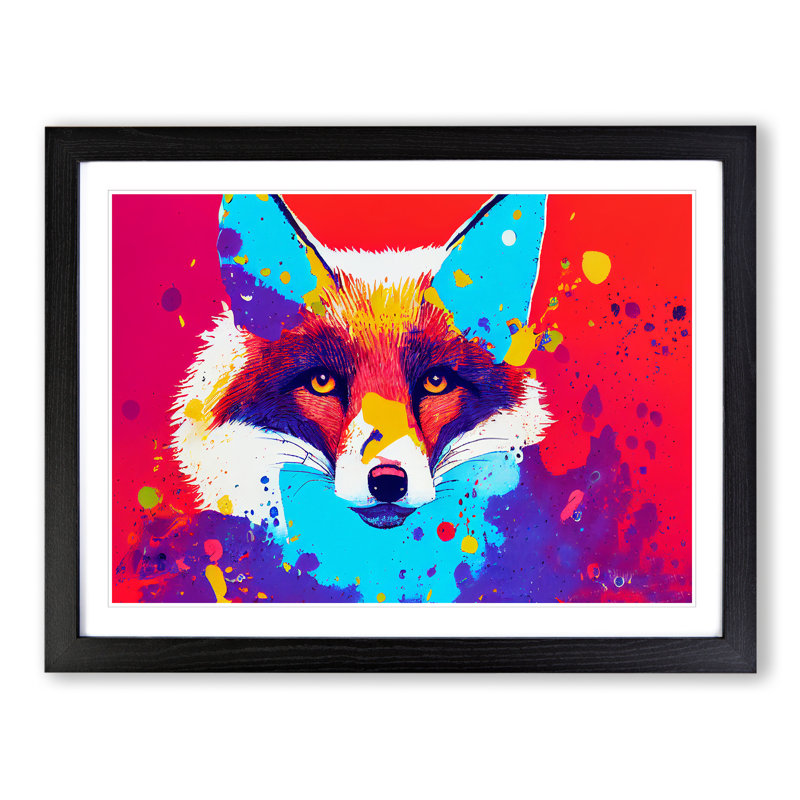 Fox Splatter Vol.4 Abstract - Single Picture Frame Print, Black, 46cm H x 64cm W x 2cm D