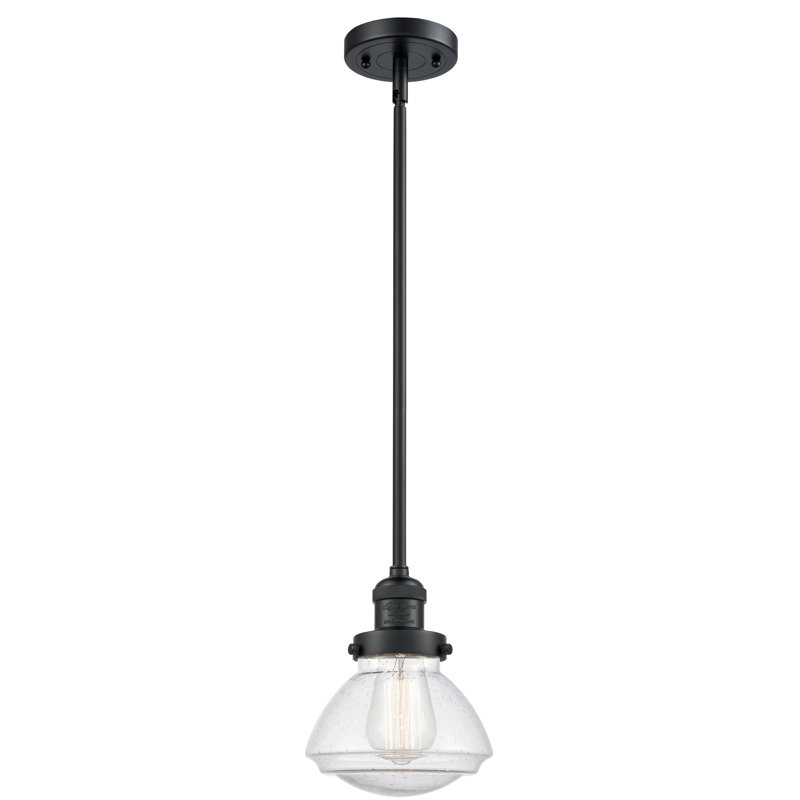 Luminaire suspendu simple à 1 lumière Chesterville, Ampoule DEL 6 watts Vinage, Grainé, Noir mat