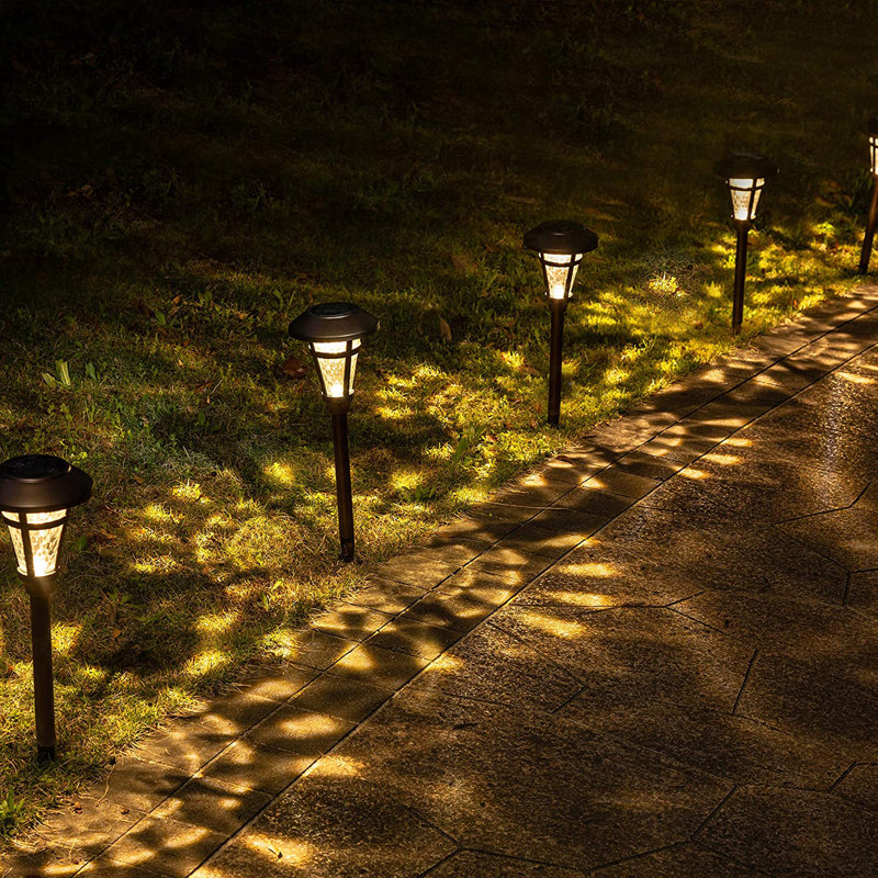 Bronze Solar Powered LED Metal Pathway Light Set with Glass Lens