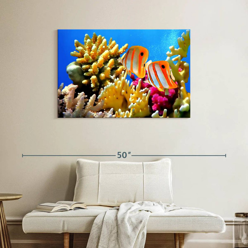 Butterflyfish And Corals, 26" H x 39" W