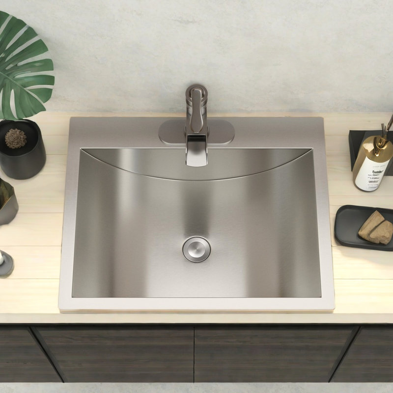 Lavabo de salle de bain 21 po x 17 po en acier inoxydable - traitement de surface Nano et cuve propre de 21 po x 17 po à protection hygiénique lisse