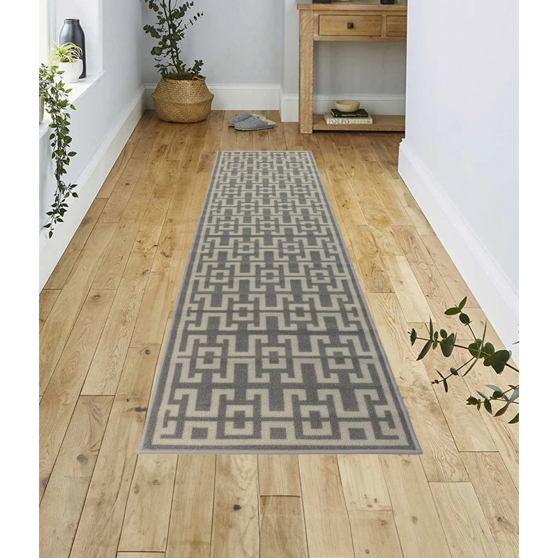 Tapis de couloir antidérapant tout-en-un Greek Key