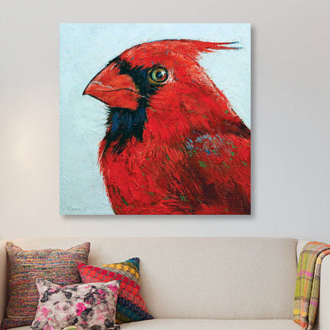 « cardinal », reproduction d’art sur toile, H 26 po x l 26 po x P 1,5 po