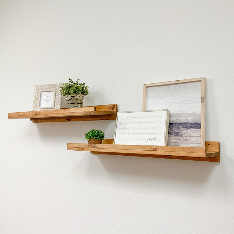 2 Piece Pine Floating Shelf, Walnut, 4.25" H x 20" W x 10" D