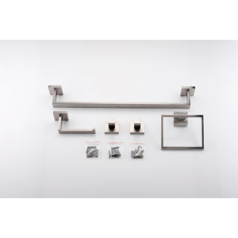Ensemble de 5 accessoires de quincaillerie de salle de bain, Nickel brossé