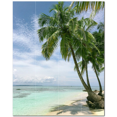 Beach Photo 6'' x 6'' Satin Ceramic Decorative Mural