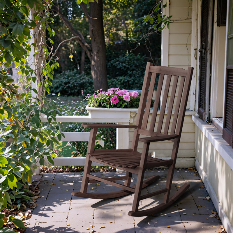 Chaise berçante en bois massif Schereville, Brun