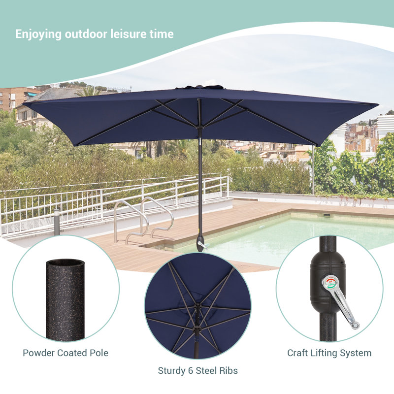 Parasol de marché rectangulaire 120 po x 78 po Doranda, Bleu marine