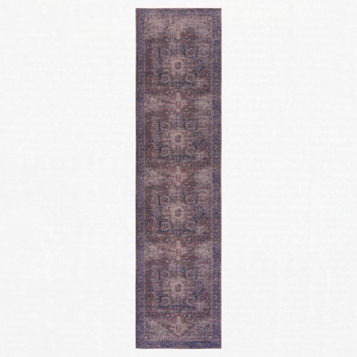 Burgundy Chenille Machine Washable Non-Slip Low-Pile Runner Rug 2'6'' x 10' Burgundy