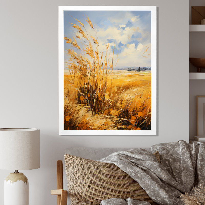Décoration murale jaune, bleu, ciel audacieux et prairies dorées IV - Paysage et nature, H 32 po x l 24 po x P 1 po