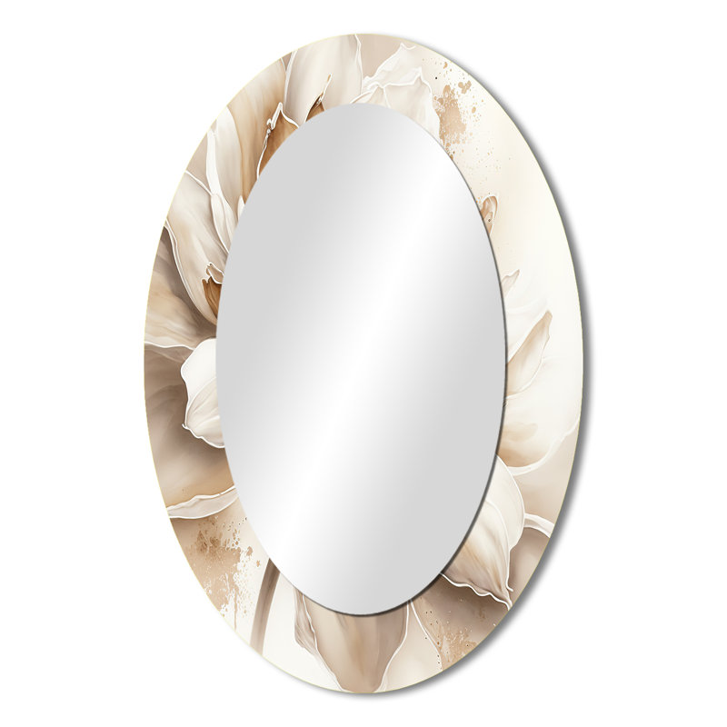 Miroir mural simple simple Beige Flower III - Beige, 36 po x 24 po