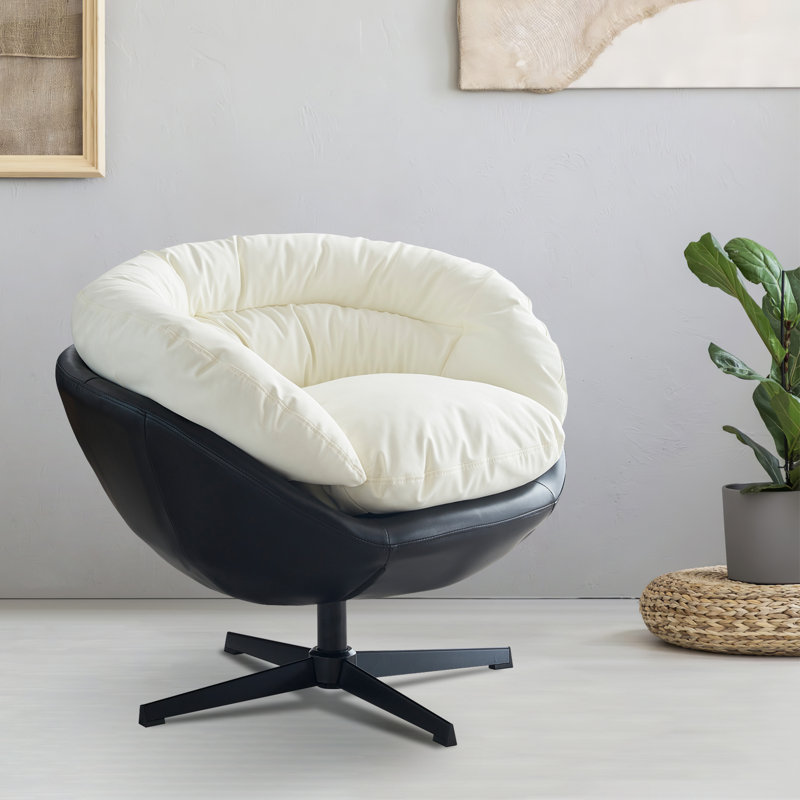 Pivot large de 34,25 po Rianhard, Similicuir noir / blanc