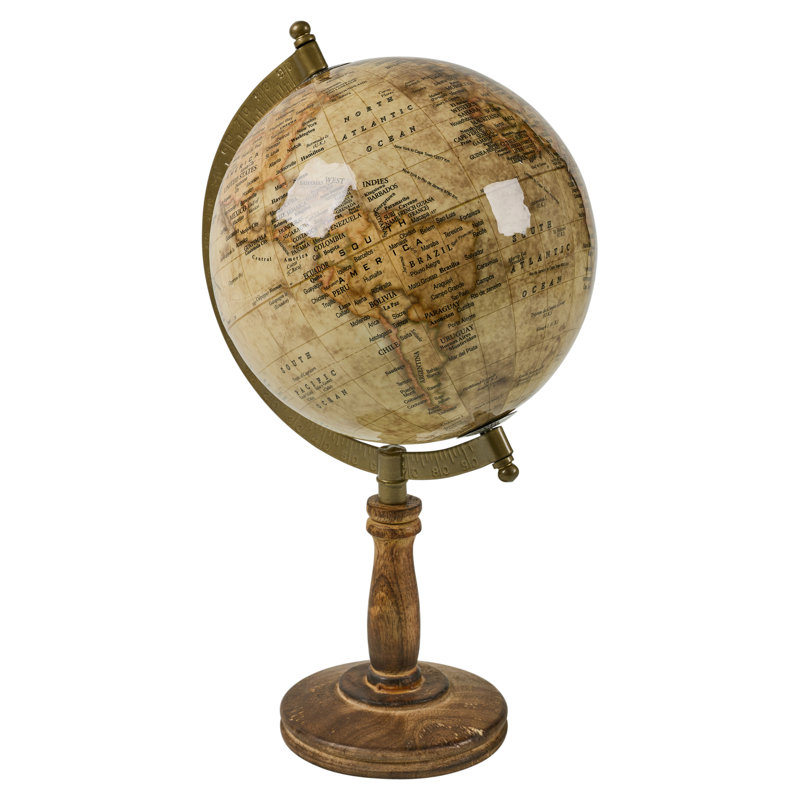Wood Tabletop Globe, 31cm H x 18cm W x 18cm D