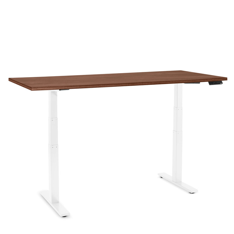 Bureau à hauteur réglable Series L, 72 po, Blanc/noyer