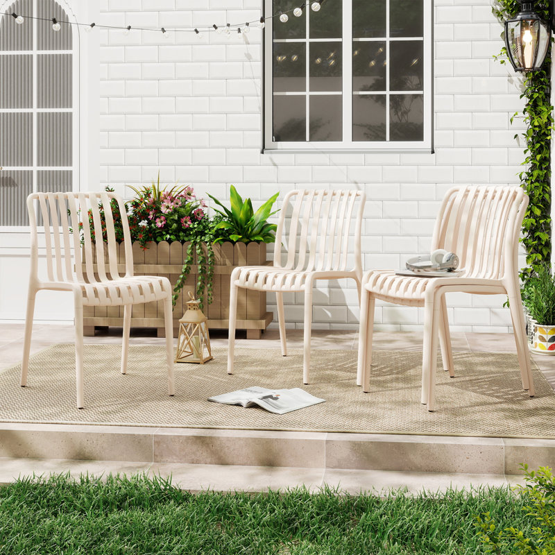 Chaise de salle à manger d'extérieur empilable, Blanc