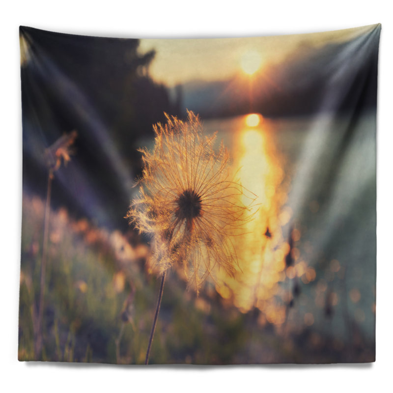 Tapisserie floral en coton arctique à coucher de soleil, H 50 po x l 60 po