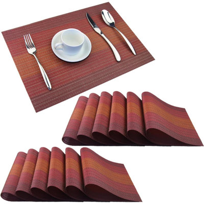 Ensemble de 12 napperons lavables, durables, résistants à la chaleur et antidérapants en vinyle pour l'intérieur et l'extérieur