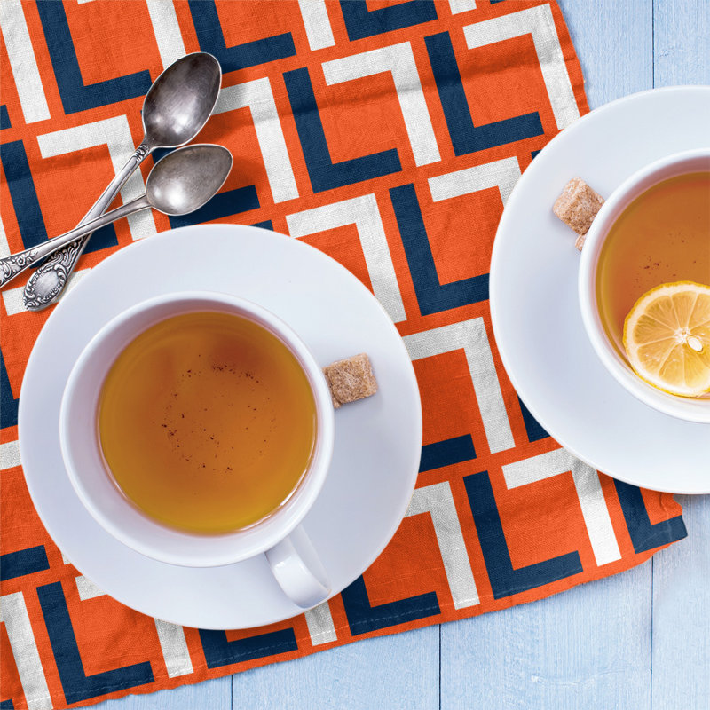 Denver Tea Towel Kitchen Towel, Cotton Blend, Orange/Blue/White