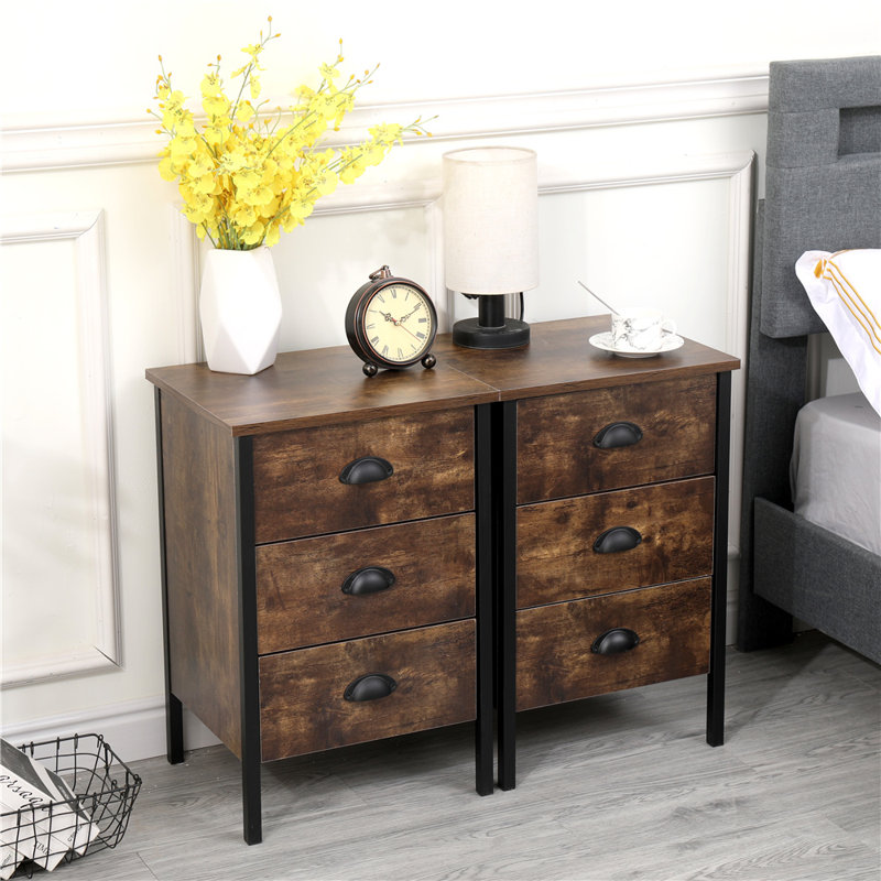 Alfarata 40cm W Iron Bedside Table