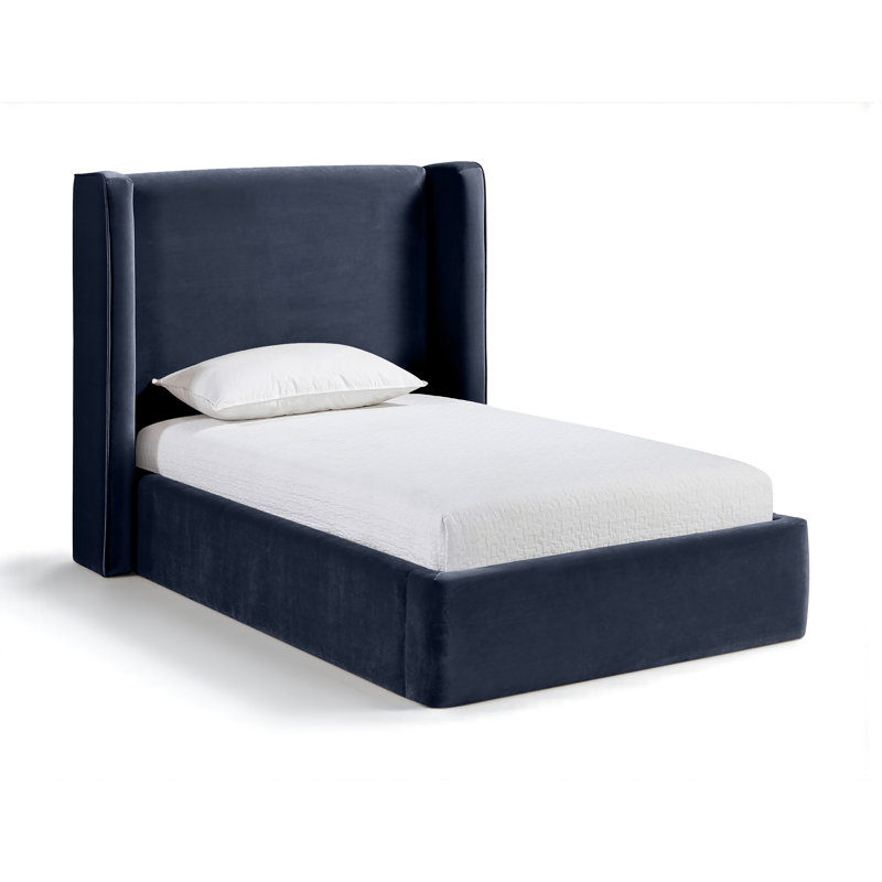 Kendall Wanaque Velvet Upholstered Bed, Navy Velvet, Twin
