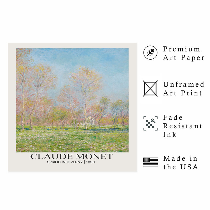 «Landscape and Nature Claude Monet Spring in Giverny», reproduction d'art classique sans cadre, H 20 po x l 20 po