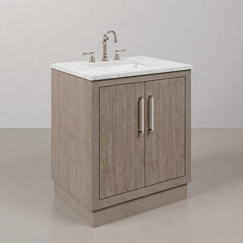 Meuble-lavabo de comptoir en marbre blanc Carrara de 30 po Georgetta avec robinet Georgetta, Chrome