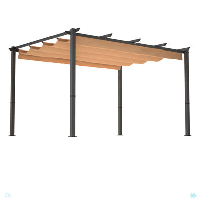 Aluminum Patio Pergola With Retractable Pergola Canopy, Backyard Shade Shelter For Porch, Outdoor Party, Garden, Grill Gazebo