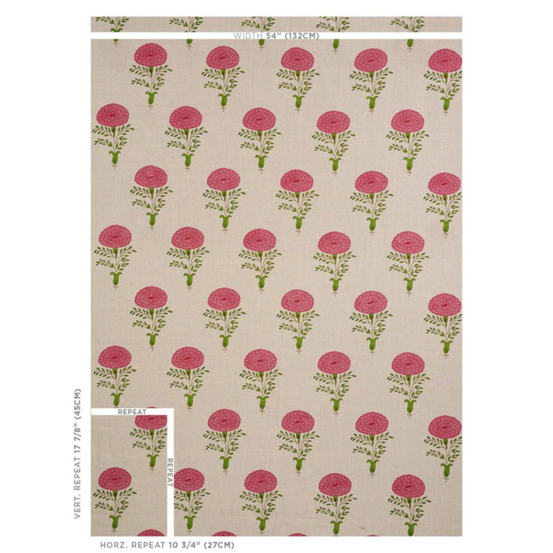 Schumacher x Molly Mahon Marigold Fabric, Pink