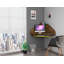 Bureau en coin Bradley Mid-Century Modern avec tablette à clavier en brun rustique et jaune-1233677613