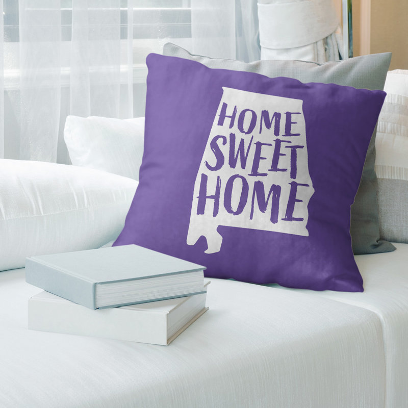 Coussin Home Sweet Alabama, Sergé de coton, Mauve, Alabama